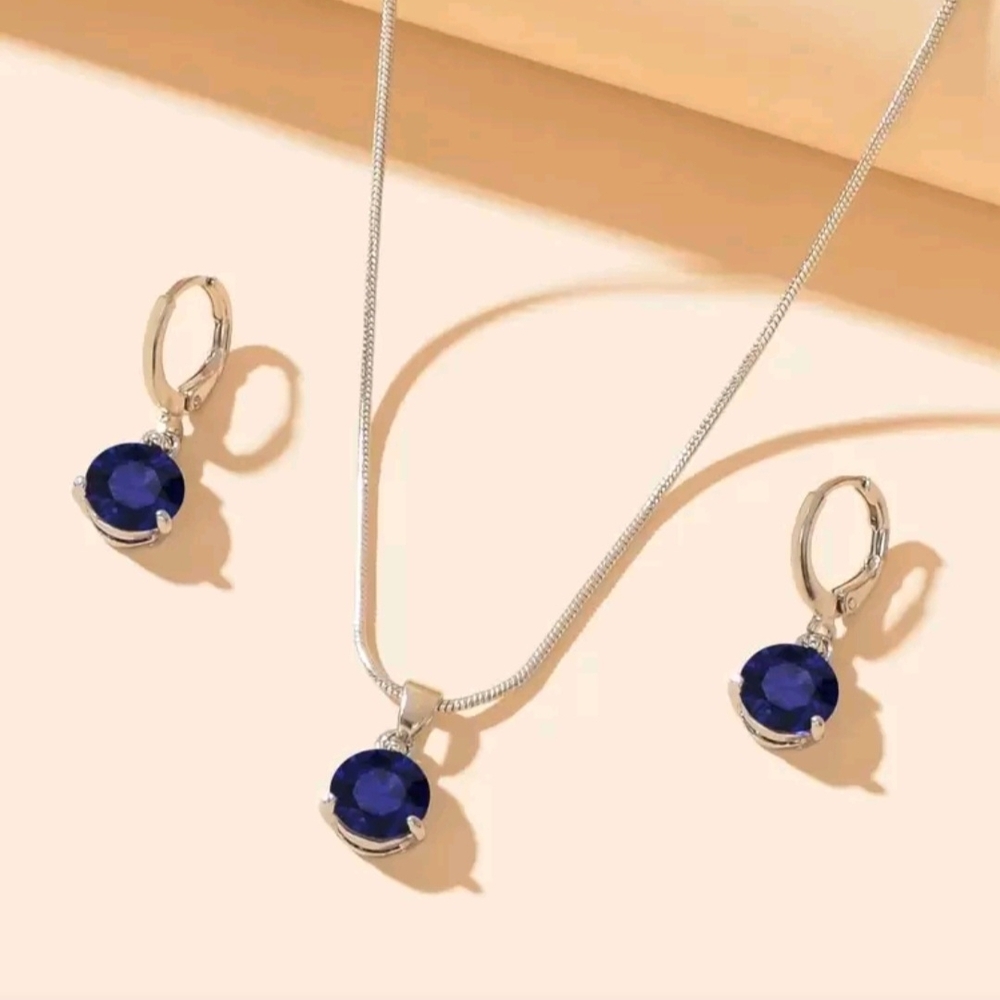Elegant Silver and Blue Jewelry Set